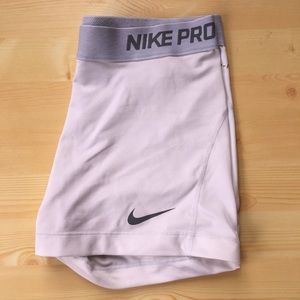 White Nike pro shorts